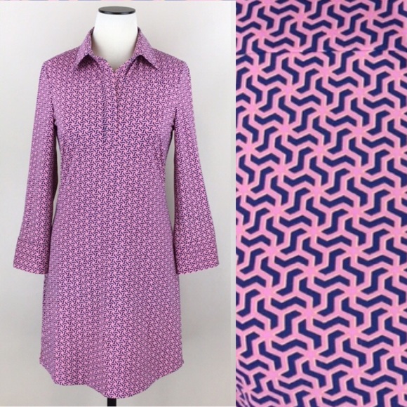 Ellie Kai Dresses & Skirts - Ellie Kai Pink + Blue Stretch Shirt Dress Size 2